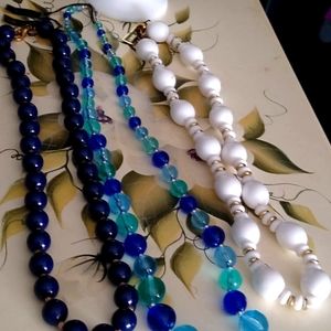 Three Vintage Lucite Necklace Lot NWT